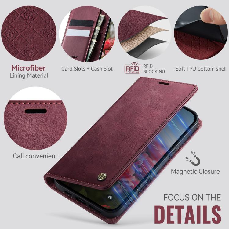 For iPhone 16 Pro CaseMe 033 Calf Leather Lining Microfibre RFID Blocking Phone Case