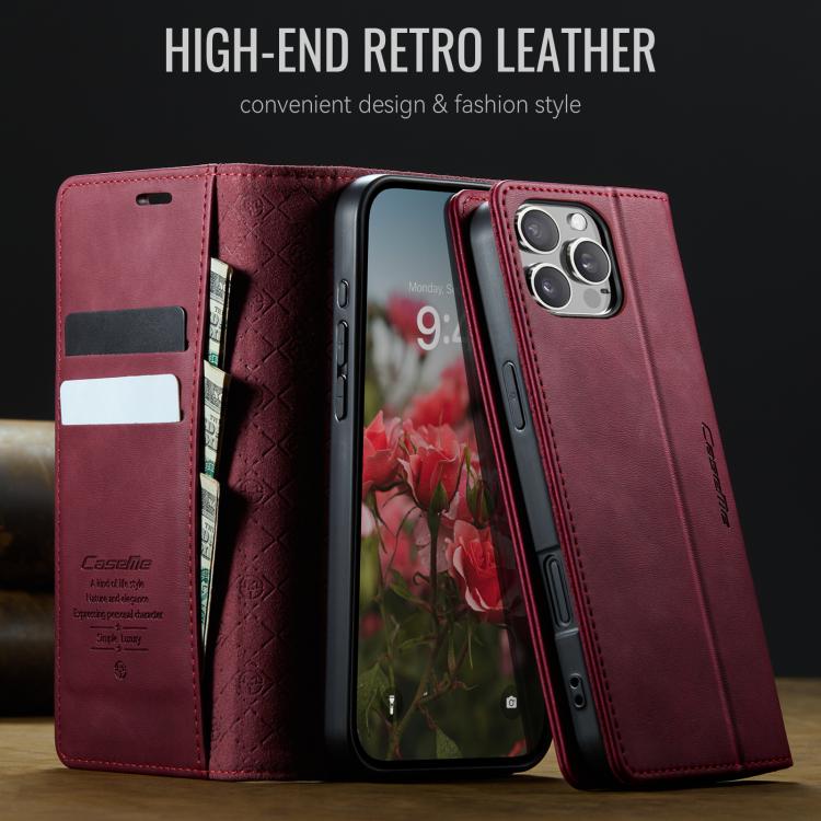 For iPhone 16 Pro CaseMe 033 Calf Leather Lining Microfibre RFID Blocking Phone Case
