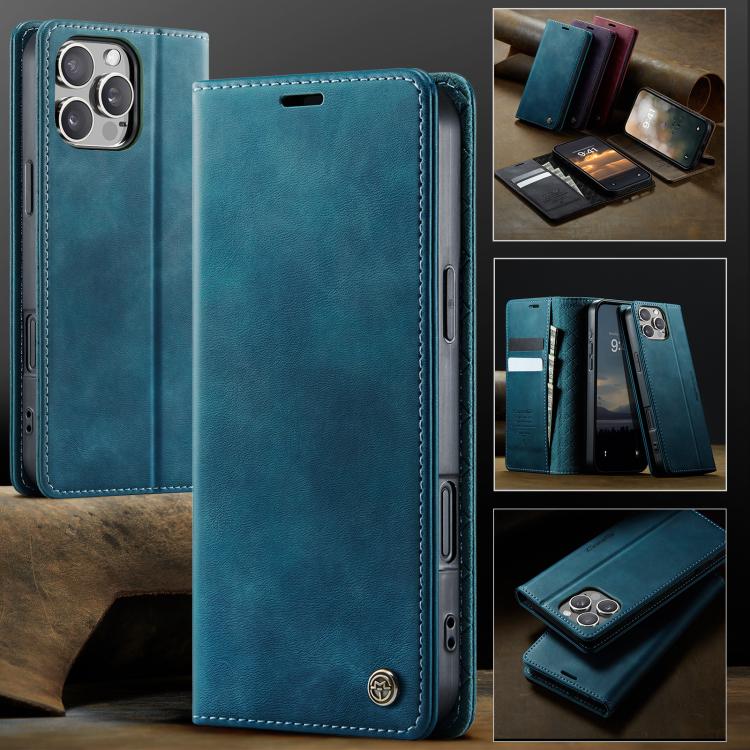 For iPhone 16 Pro CaseMe 033 Calf Leather Lining Microfibre RFID Blocking Phone Case