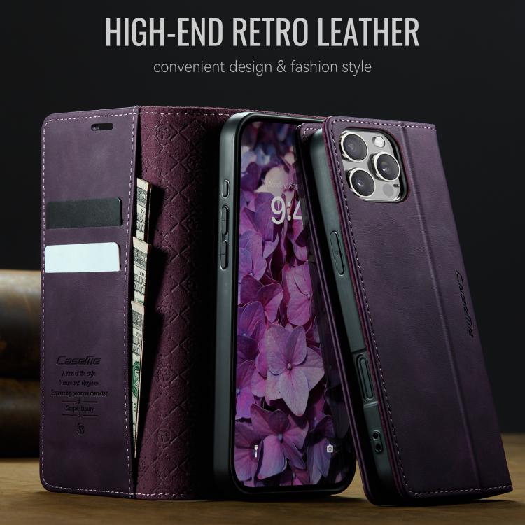For iPhone 16 Pro CaseMe 033 Calf Leather Lining Microfibre RFID Blocking Phone Case