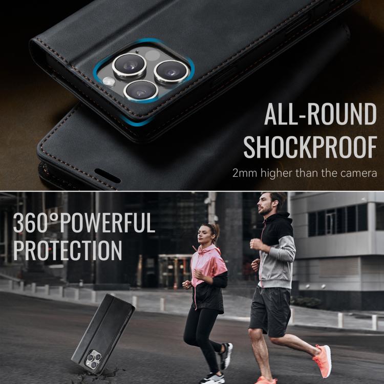 For iPhone 16 Pro Max CaseMe 033 Calf Leather Lining Microfibre RFID Blocking Phone Case