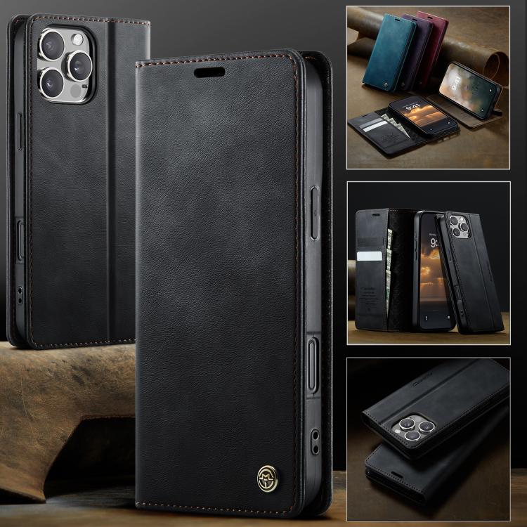 For iPhone 16 Pro Max CaseMe 033 Calf Leather Lining Microfibre RFID Blocking Phone Case