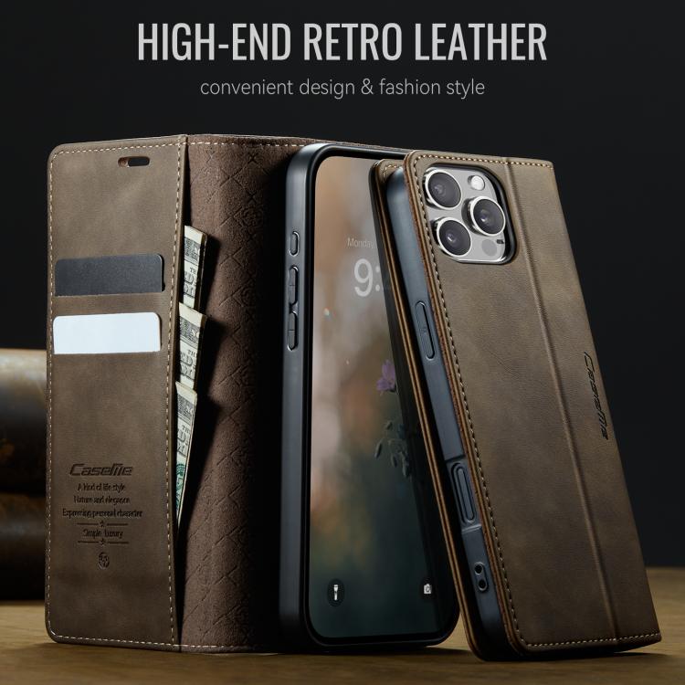 For iPhone 16 Pro Max CaseMe 033 Calf Leather Lining Microfibre RFID Blocking Phone Case