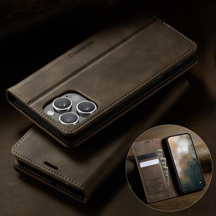 For iPhone 16 Pro Max CaseMe 033 Calf Leather Lining Microfibre RFID Blocking Phone Case