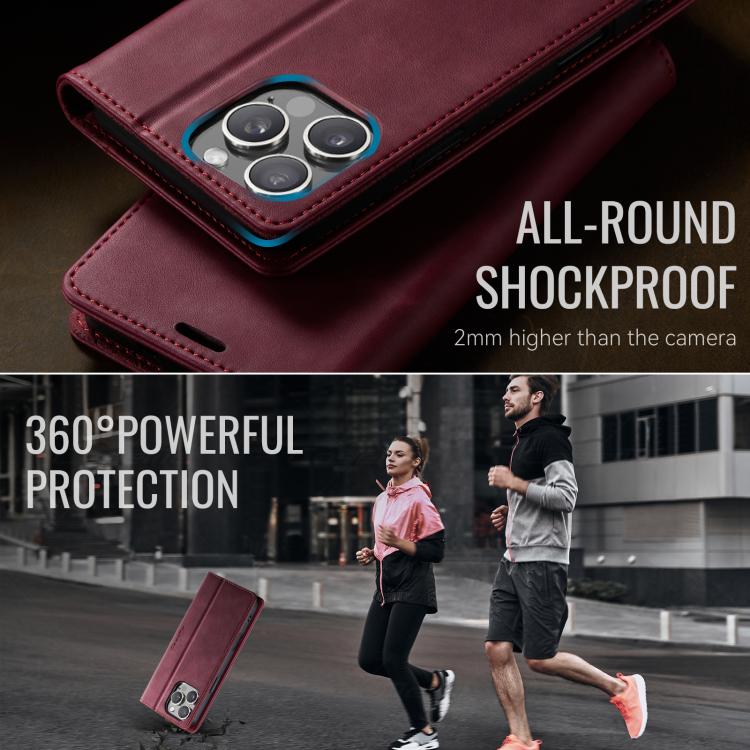 For iPhone 16 Pro Max CaseMe 033 Calf Leather Lining Microfibre RFID Blocking Phone Case