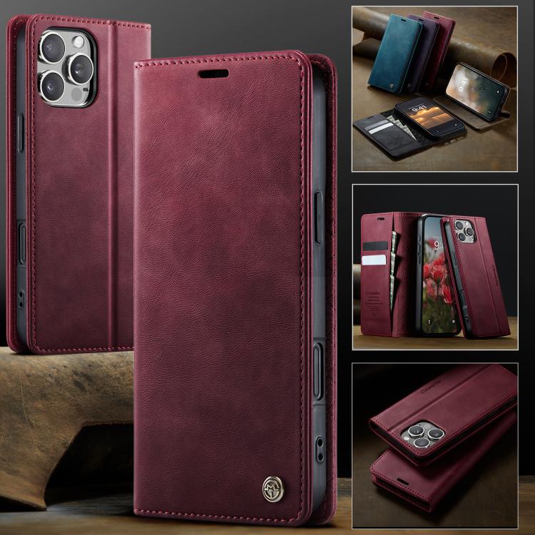 For iPhone 16 Pro Max CaseMe 033 Calf Leather Lining Microfibre RFID Blocking Phone Case