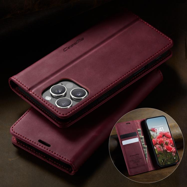 For iPhone 16 Pro Max CaseMe 033 Calf Leather Lining Microfibre RFID Blocking Phone Case