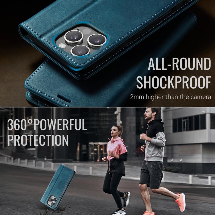 For iPhone 16 Pro Max CaseMe 033 Calf Leather Lining Microfibre RFID Blocking Phone Case
