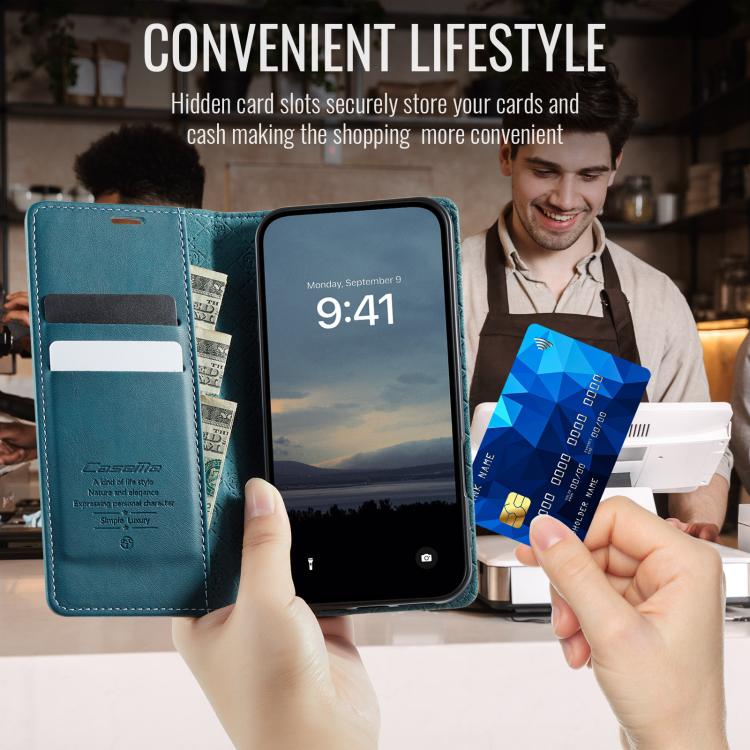 For iPhone 16 Pro Max CaseMe 033 Calf Leather Lining Microfibre RFID Blocking Phone Case
