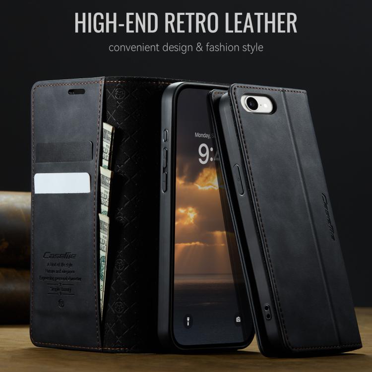 For iPhone 17e / 16e CaseMe 033 Calf Leather Lining Microfibre RFID Blocking Phone Case