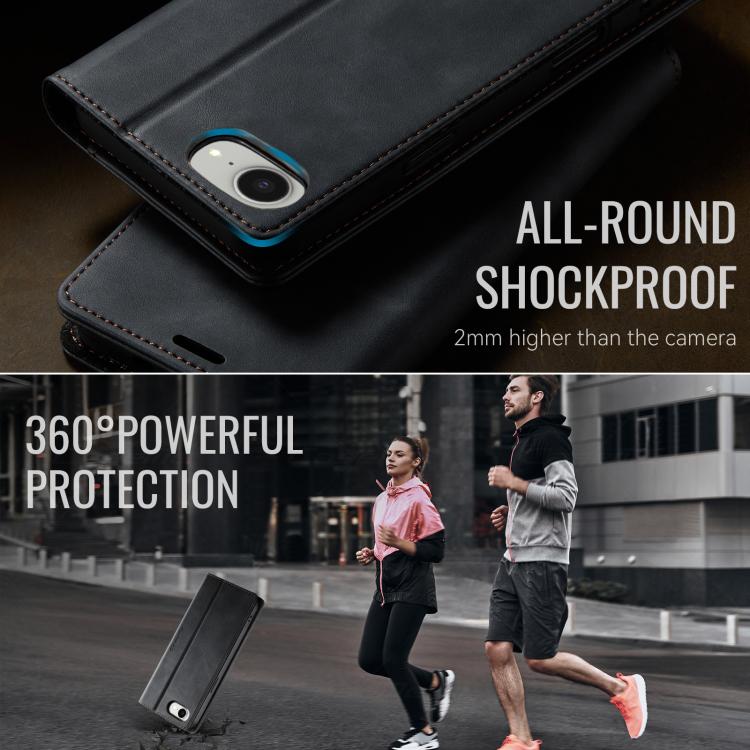 For iPhone 17e / 16e CaseMe 033 Calf Leather Lining Microfibre RFID Blocking Phone Case