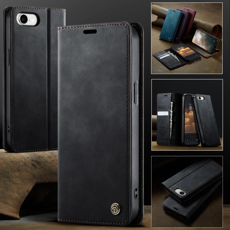For iPhone 17e / 16e CaseMe 033 Calf Leather Lining Microfibre RFID Blocking Phone Case