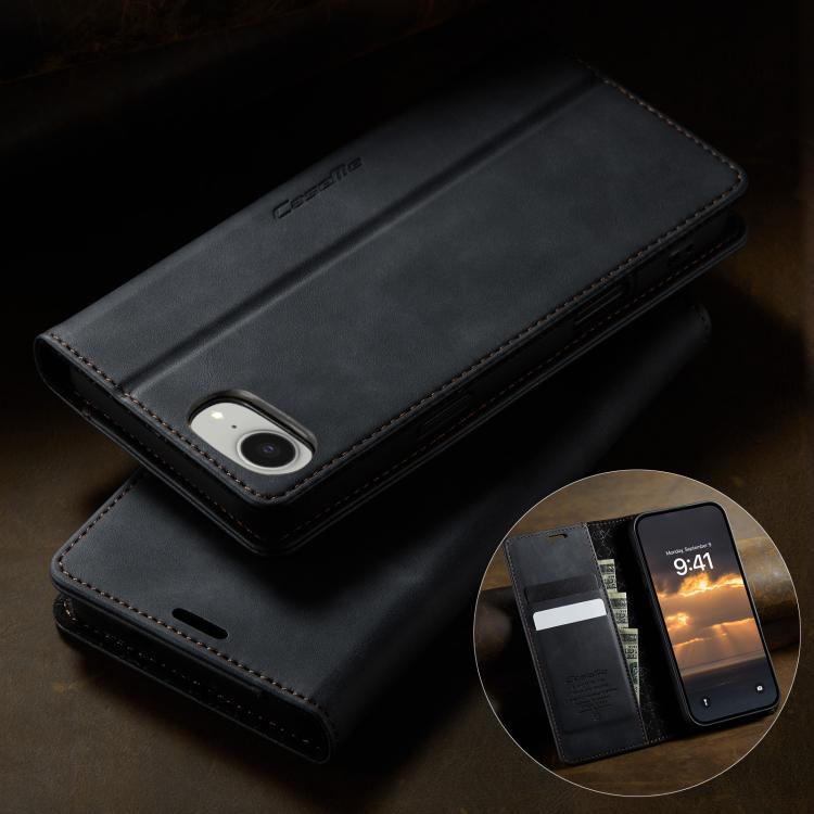 For iPhone 17e / 16e CaseMe 033 Calf Leather Lining Microfibre RFID Blocking Phone Case