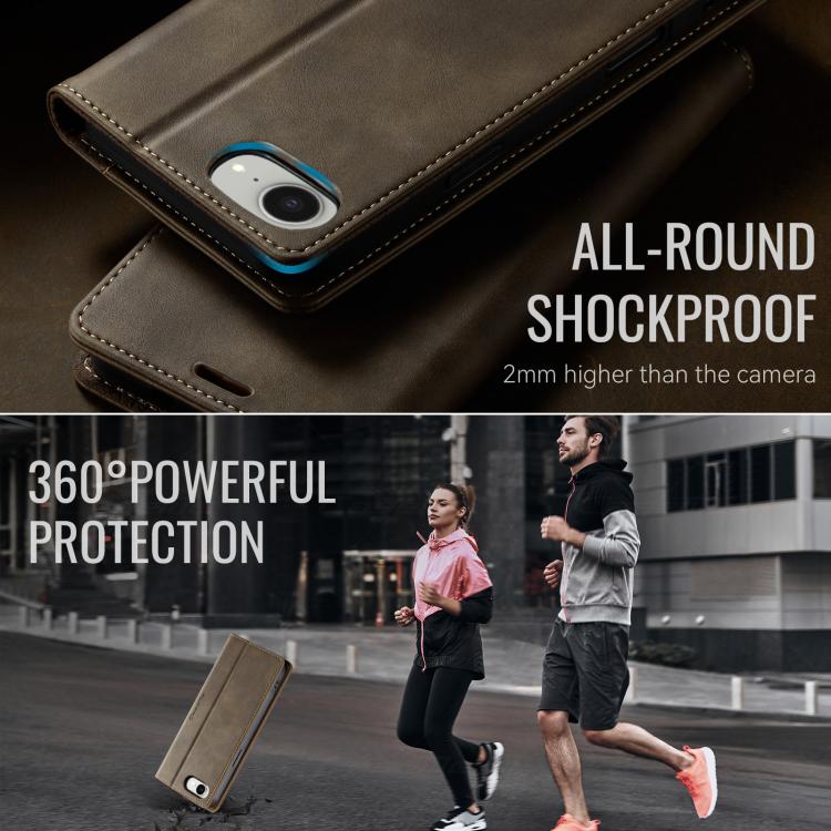 For iPhone 17e / 16e CaseMe 033 Calf Leather Lining Microfibre RFID Blocking Phone Case