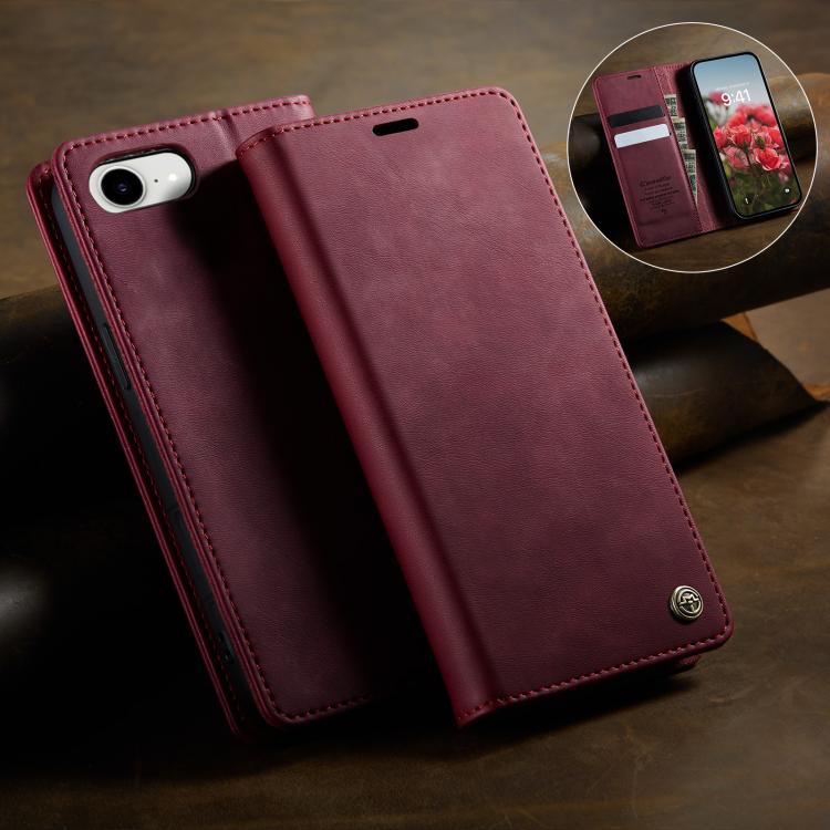 For iPhone 17e / 16e CaseMe 033 Calf Leather Lining Microfibre RFID Blocking Phone Case
