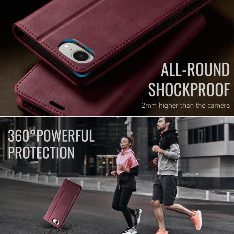 For iPhone 17e / 16e CaseMe 033 Calf Leather Lining Microfibre RFID Blocking Phone Case