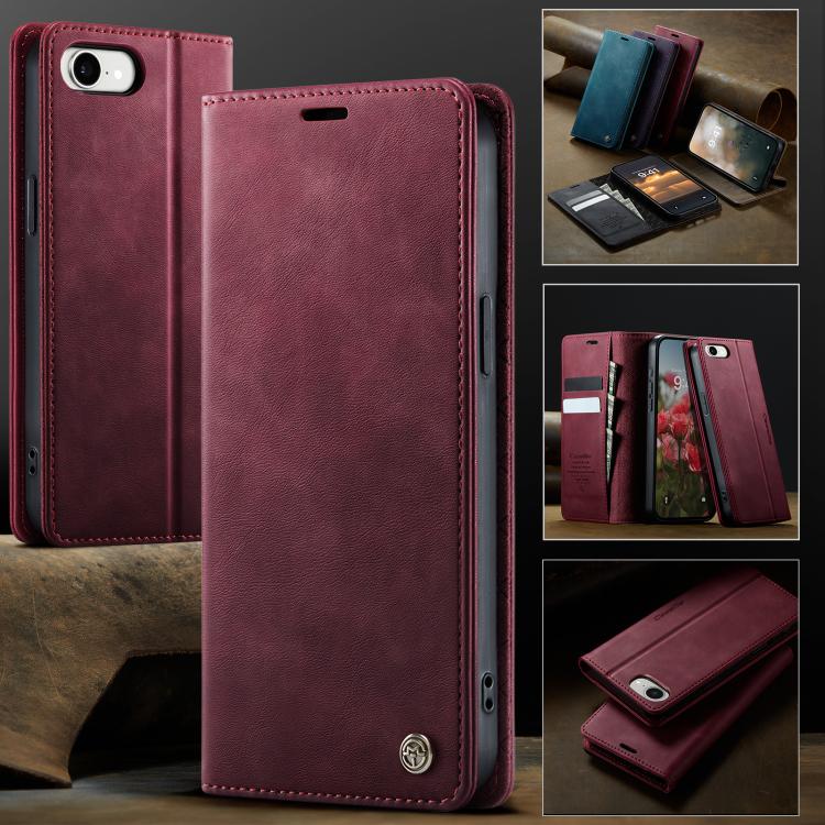 For iPhone 17e / 16e CaseMe 033 Calf Leather Lining Microfibre RFID Blocking Phone Case