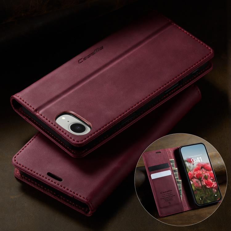 For iPhone 17e / 16e CaseMe 033 Calf Leather Lining Microfibre RFID Blocking Phone Case