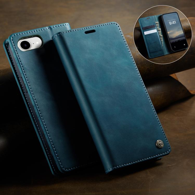 For iPhone 17e / 16e CaseMe 033 Calf Leather Lining Microfibre RFID Blocking Phone Case