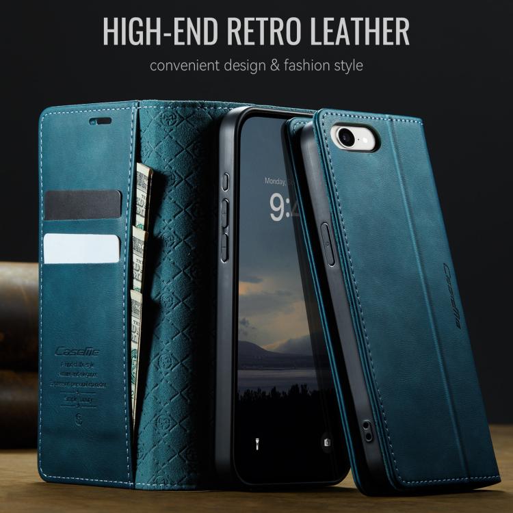 For iPhone 17e / 16e CaseMe 033 Calf Leather Lining Microfibre RFID Blocking Phone Case