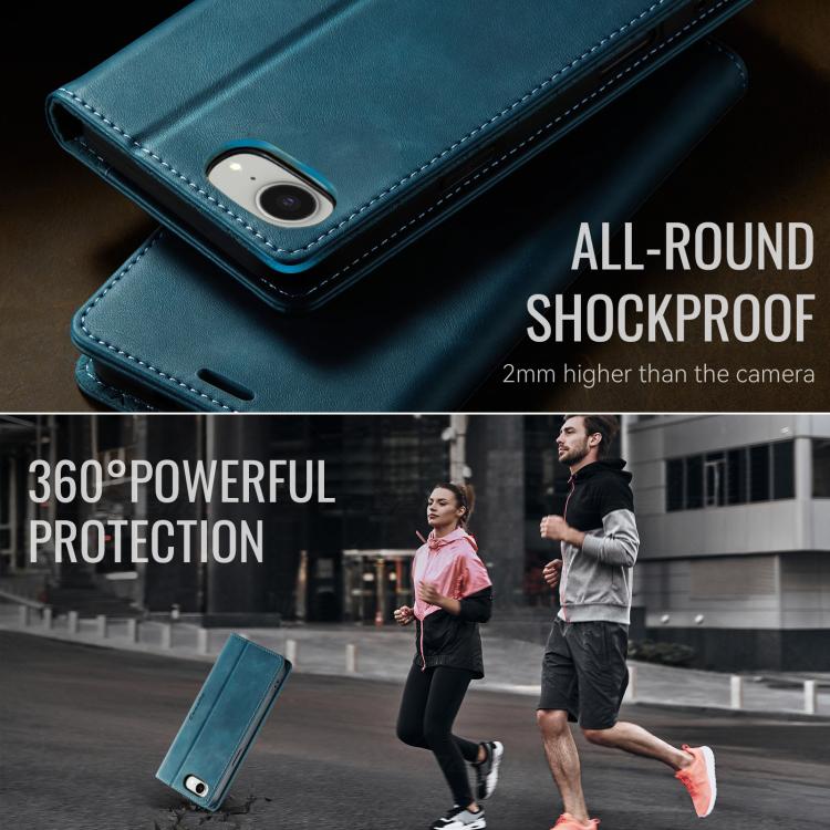 For iPhone 17e / 16e CaseMe 033 Calf Leather Lining Microfibre RFID Blocking Phone Case