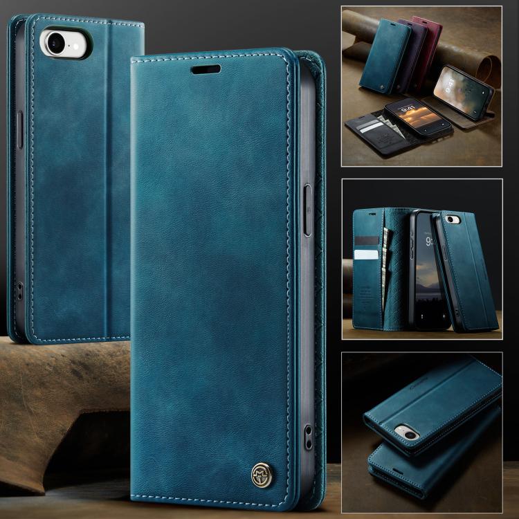For iPhone 17e / 16e CaseMe 033 Calf Leather Lining Microfibre RFID Blocking Phone Case