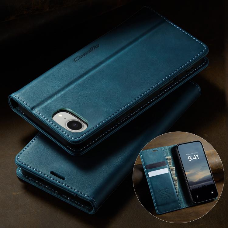 For iPhone 17e / 16e CaseMe 033 Calf Leather Lining Microfibre RFID Blocking Phone Case