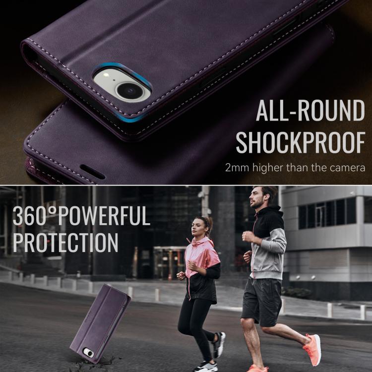 For iPhone 17e / 16e CaseMe 033 Calf Leather Lining Microfibre RFID Blocking Phone Case