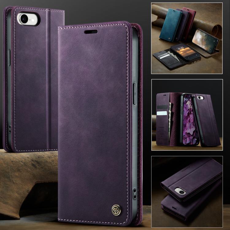 For iPhone 17e / 16e CaseMe 033 Calf Leather Lining Microfibre RFID Blocking Phone Case