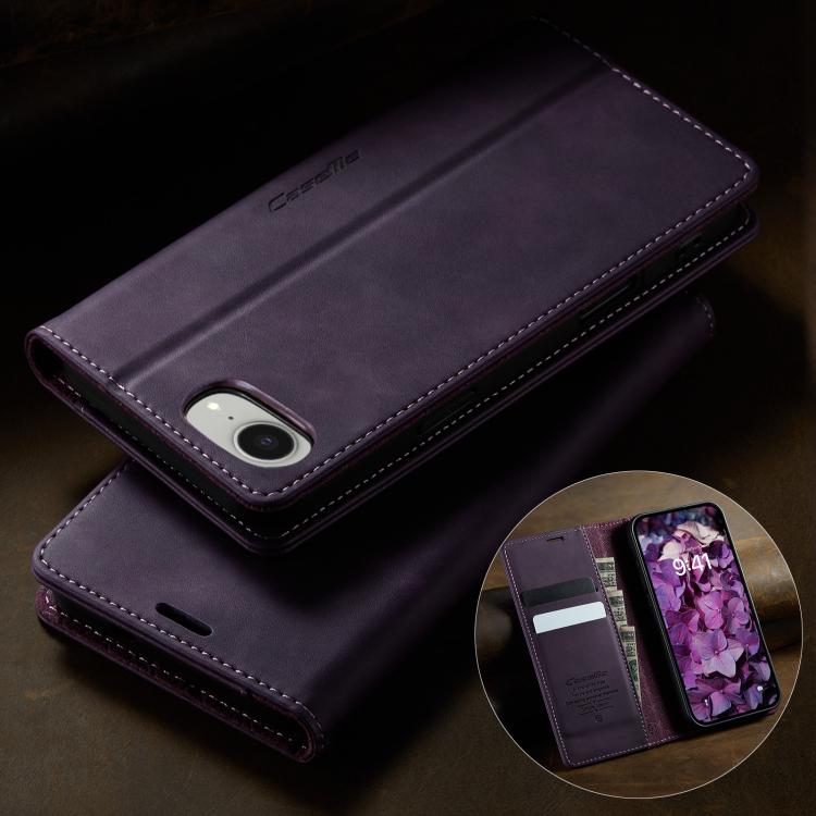 For iPhone 17e / 16e CaseMe 033 Calf Leather Lining Microfibre RFID Blocking Phone Case