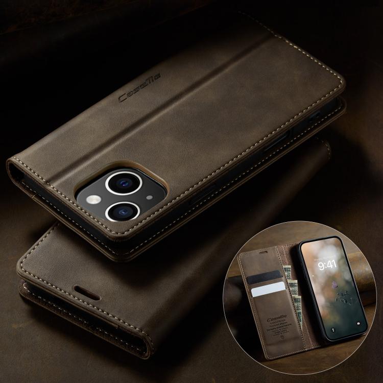For iPhone 15 CaseMe 033 Calf Leather Lining Microfibre RFID Blocking Phone Case