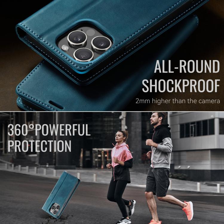 For iPhone 15 Pro CaseMe 033 Calf Leather Lining Microfibre RFID Blocking Phone Case