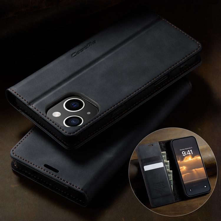 For iPhone 14 CaseMe 033 Calf Leather Lining Microfibre RFID Blocking Phone Case