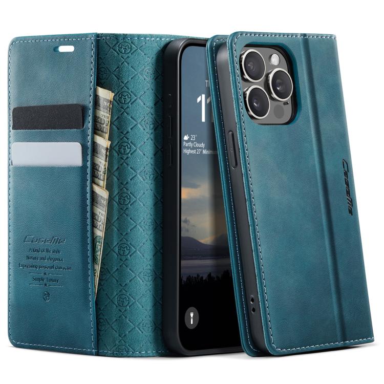 For iPhone 14 Pro CaseMe 033 Calf Leather Lining Microfibre RFID Blocking Phone Case