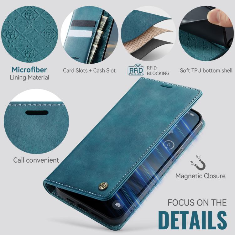 For iPhone 14 Pro Max CaseMe 033 Calf Leather Lining Microfibre RFID Blocking Phone Case
