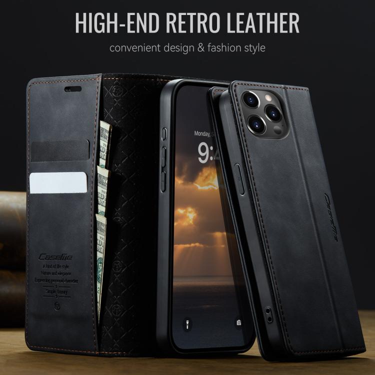 For iPhone 12 / 12 Pro CaseMe 033 Calf Leather Lining Microfibre RFID Blocking Phone Case