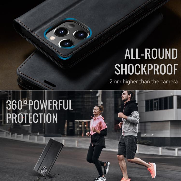 For iPhone 12 / 12 Pro CaseMe 033 Calf Leather Lining Microfibre RFID Blocking Phone Case