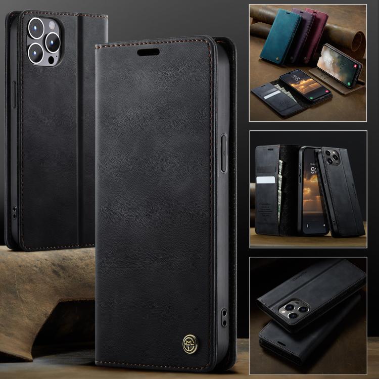 For iPhone 12 / 12 Pro CaseMe 033 Calf Leather Lining Microfibre RFID Blocking Phone Case