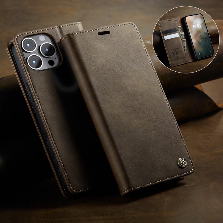 For iPhone 12 / 12 Pro CaseMe 033 Calf Leather Lining Microfibre RFID Blocking Phone Case