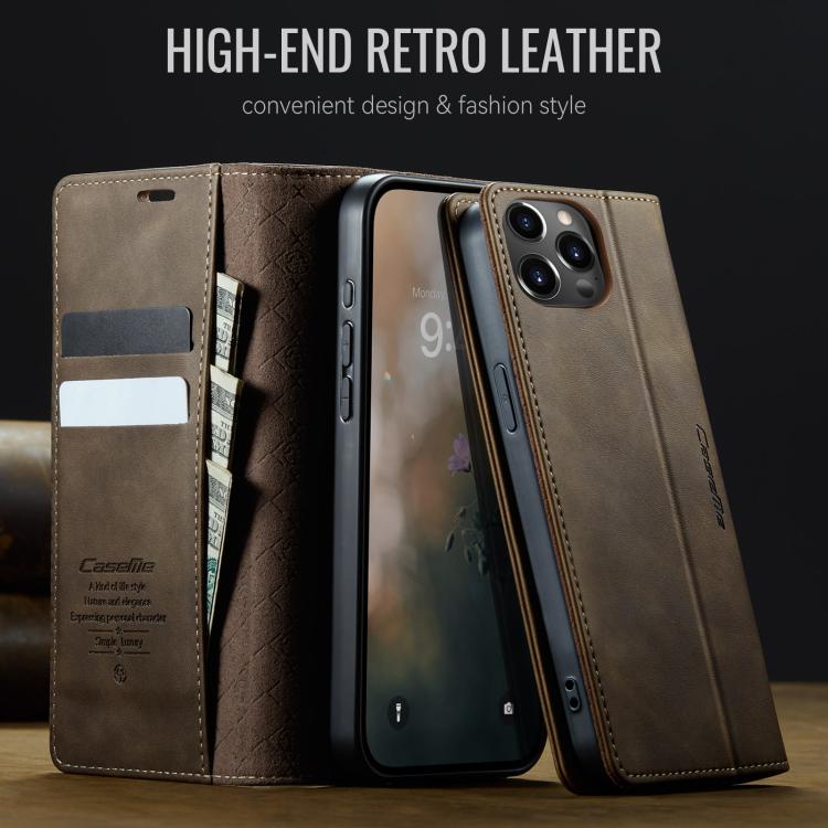 For iPhone 12 / 12 Pro CaseMe 033 Calf Leather Lining Microfibre RFID Blocking Phone Case