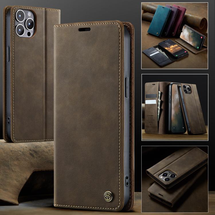 For iPhone 12 / 12 Pro CaseMe 033 Calf Leather Lining Microfibre RFID Blocking Phone Case