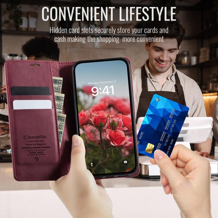 For iPhone 12 / 12 Pro CaseMe 033 Calf Leather Lining Microfibre RFID Blocking Phone Case