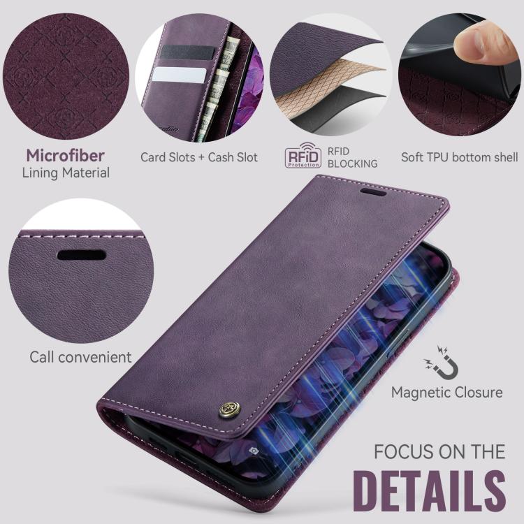 For iPhone 12 / 12 Pro CaseMe 033 Calf Leather Lining Microfibre RFID Blocking Phone Case