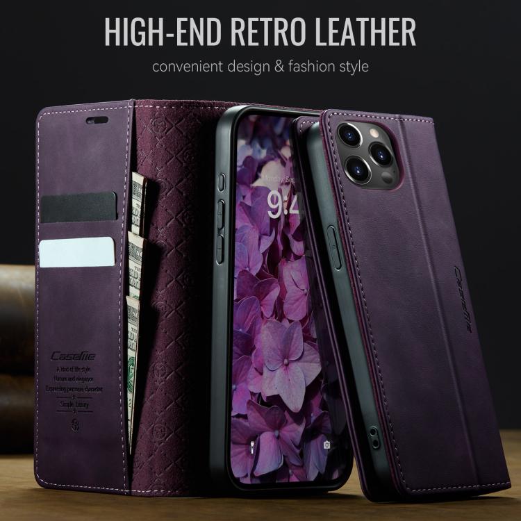 For iPhone 12 / 12 Pro CaseMe 033 Calf Leather Lining Microfibre RFID Blocking Phone Case