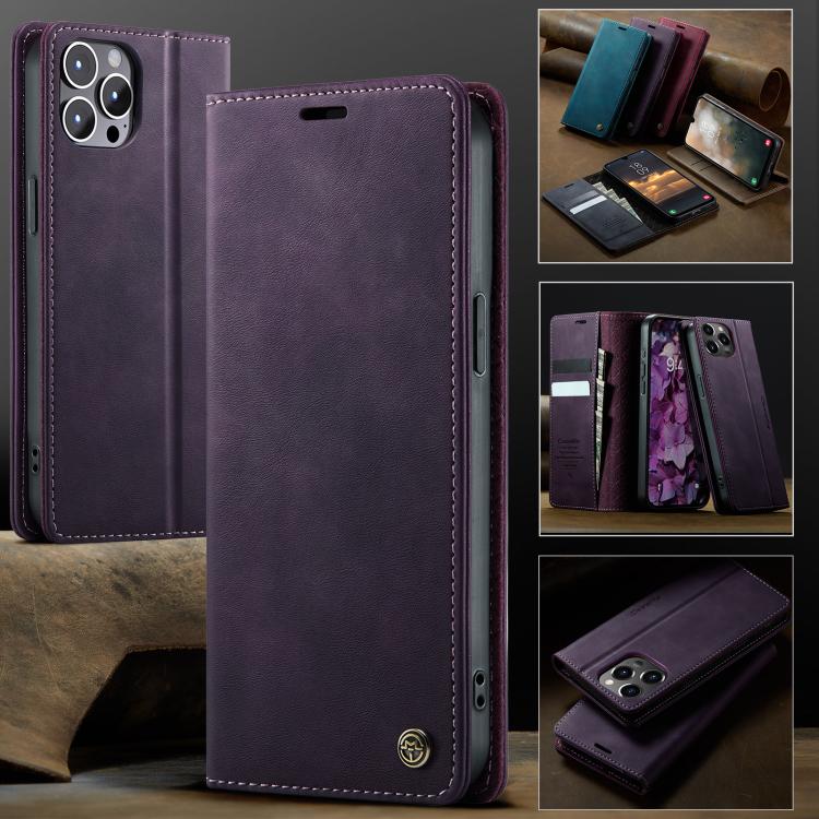 For iPhone 12 / 12 Pro CaseMe 033 Calf Leather Lining Microfibre RFID Blocking Phone Case