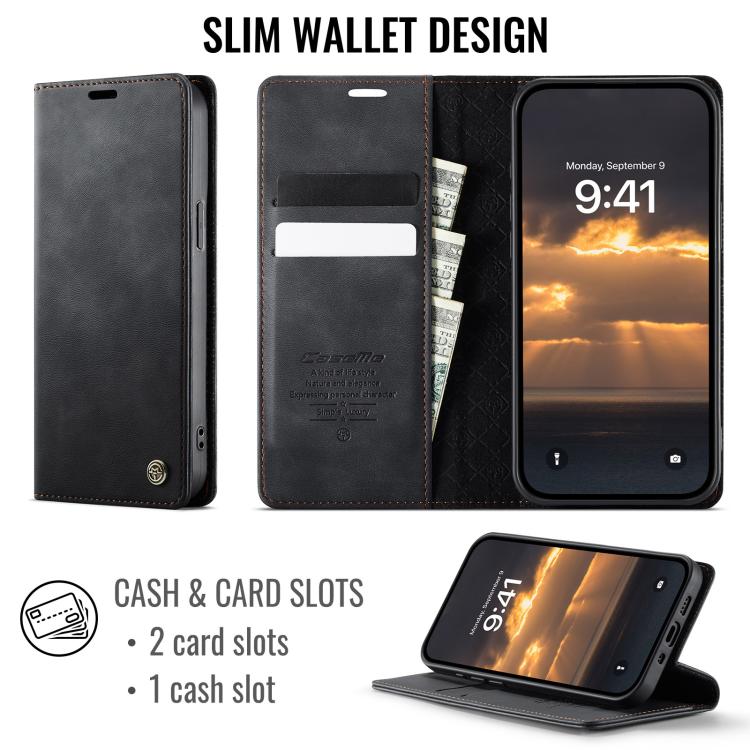 For iPhone 12 mini CaseMe 033 Calf Leather Lining Microfibre RFID Blocking Phone Case