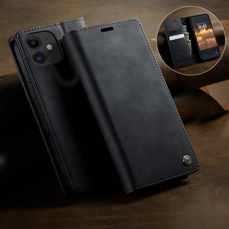 For iPhone 12 mini CaseMe 033 Calf Leather Lining Microfibre RFID Blocking Phone Case