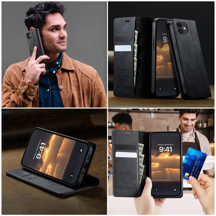 For iPhone 12 mini CaseMe 033 Calf Leather Lining Microfibre RFID Blocking Phone Case