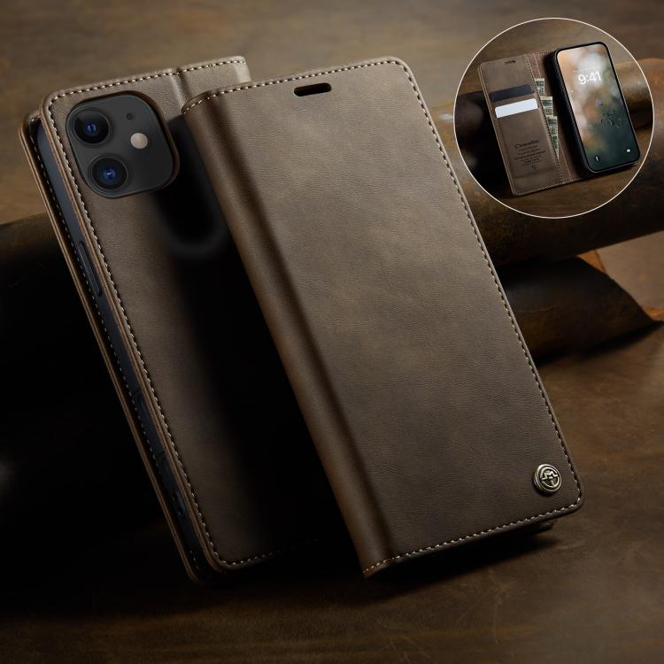 For iPhone 12 mini CaseMe 033 Calf Leather Lining Microfibre RFID Blocking Phone Case
