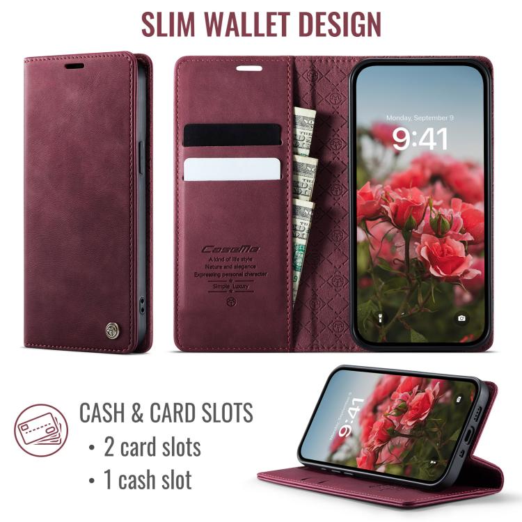 For iPhone 12 mini CaseMe 033 Calf Leather Lining Microfibre RFID Blocking Phone Case